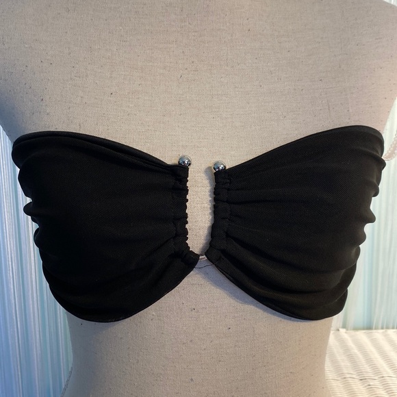Pretty Little Thing Black Mesh Ring Detail Bandeau Top Size 6 NWT - Picture 3 of 17